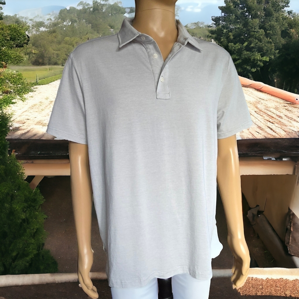 NWT DEVIL DOG ( L ) Polo in Melange Quest Gray Short Sleeve Performance Casual